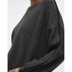 VERO MODA dame strik VMZORA - Asphalt W. BLACK STITCH