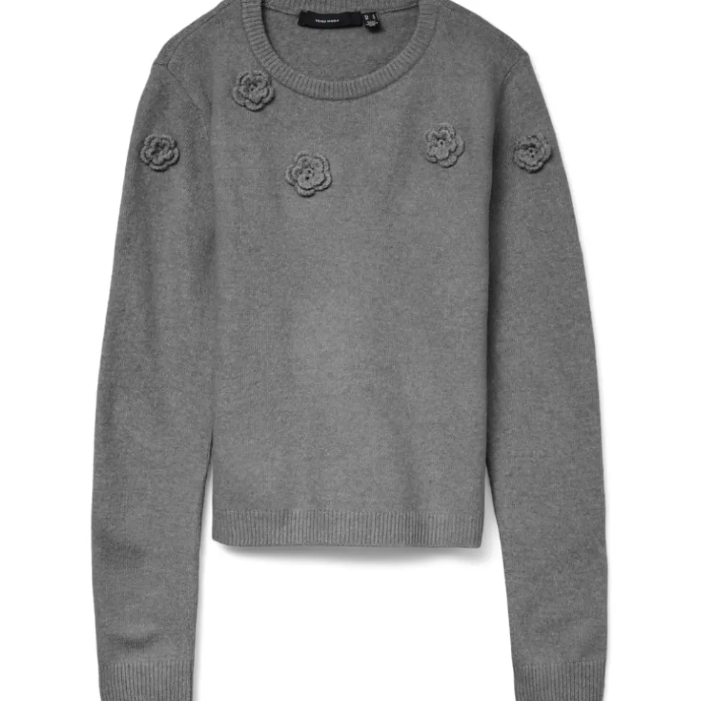 VERO MODA DAME STRIKTRØJE VMROSE - Medium grey melange