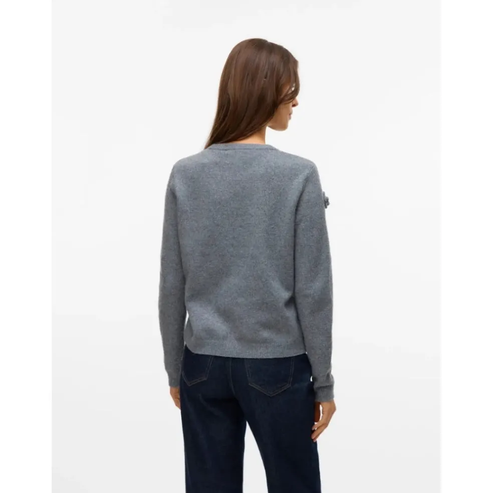 VERO MODA DAME STRIKTRØJE VMROSE - Medium grey melange