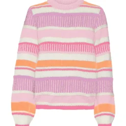 VERO MODA dame sweater VMNEWEMBRACE - Parfait Pink TANGERINE/BIRCH/PINK COSMOS/PASTEL LA