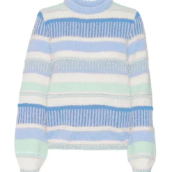 VERO MODA dame sweater VMNEWEMBRACE - Dutch Canal W.SILT GREEN/BIRCH/CLEARWATER/BONNIE B