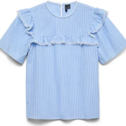 VERO MODA DAME TOP VMBELL - Cashmere Blue White
