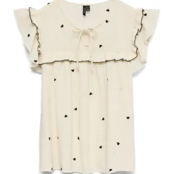 VERO MODA DAME TOP VMELINA - Birch BLACK HEARTS