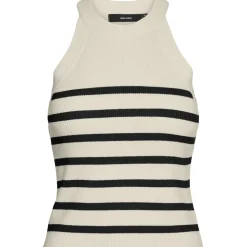 VERO MODA DAME TOP VMSABA - Birch Stripes black