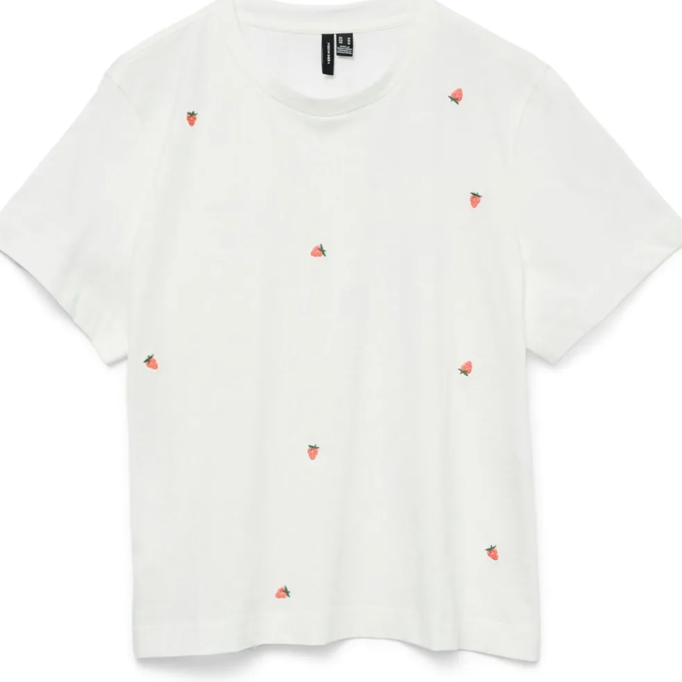 VERO MODA dame t-shirt VMSOLVEI - Snow White Print STRAWBERRYS
