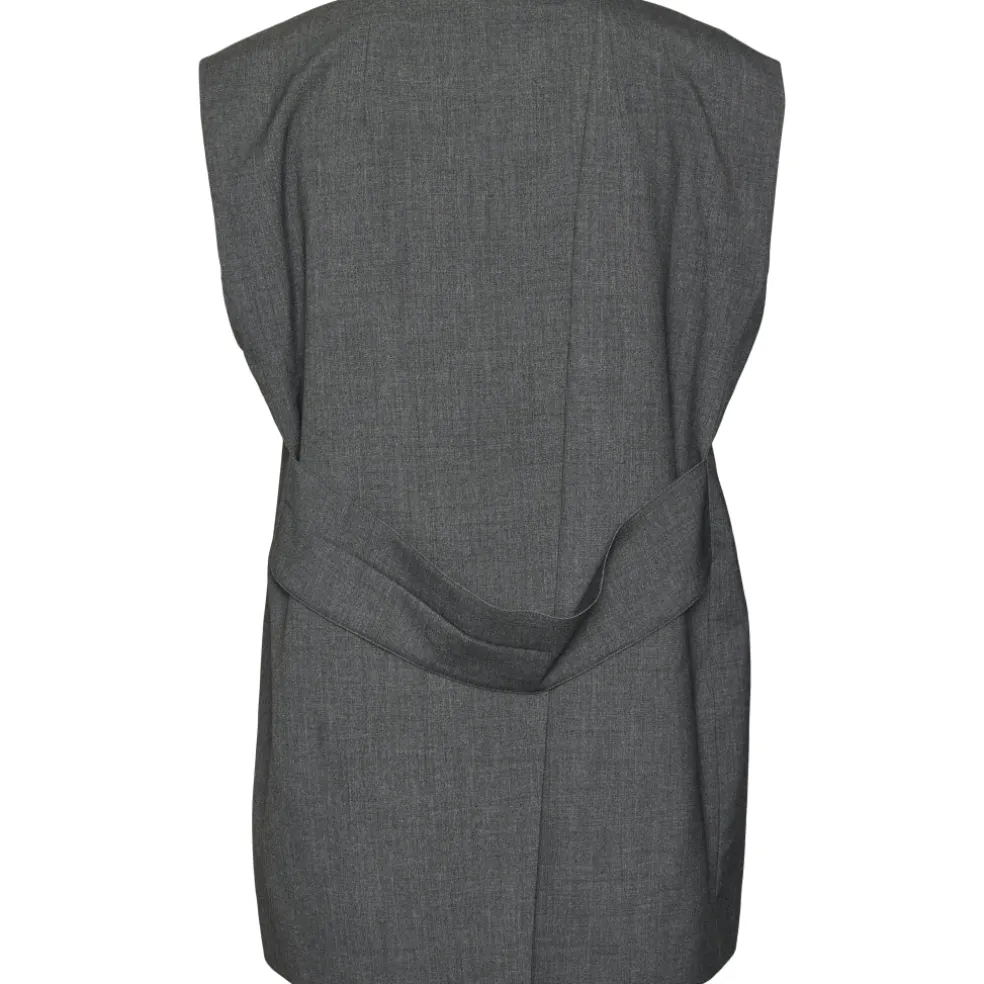 VERO MODA dame vest VMOKAVA - Dark grey melange