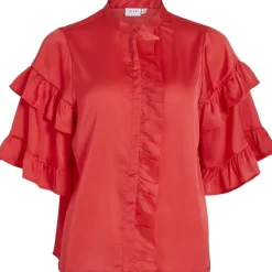 VILA dame bluse VIKAVAS - Poppy Red
