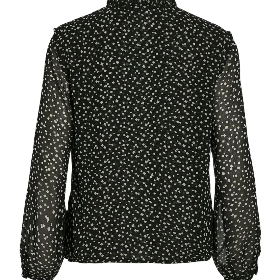 VILA dame bluse VIKIRSTI - Black Beauty Ika