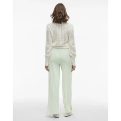 VILA dame bukser VISTRIPLO - Silt Green Stripes BIRCH