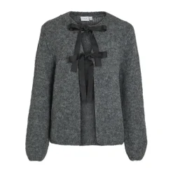 VILA dame cardigan VIBOWS - Medium grey melange
