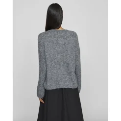 VILA dame cardigan VIBOWS - Medium grey melange