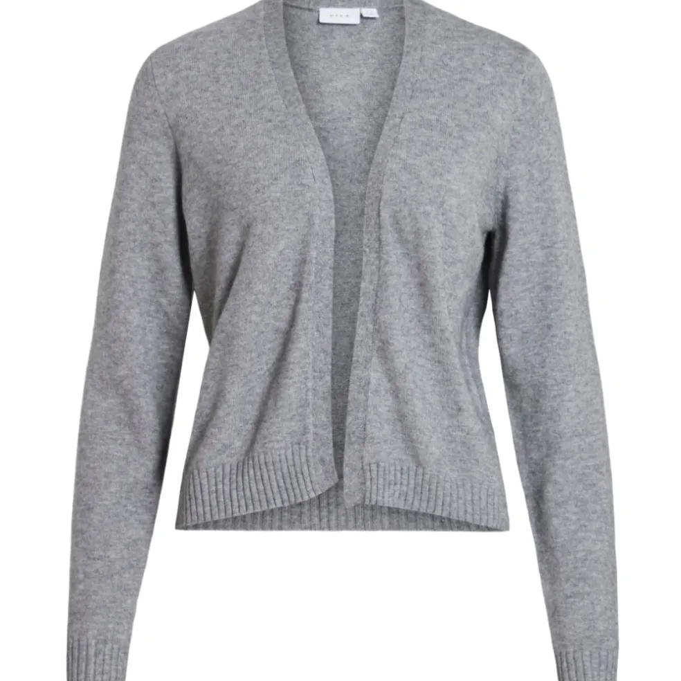 VILA DAME CARDIGAN VIRIL SHORT L/S KNIT CARDIGAN-NOOS - Medium grey melange