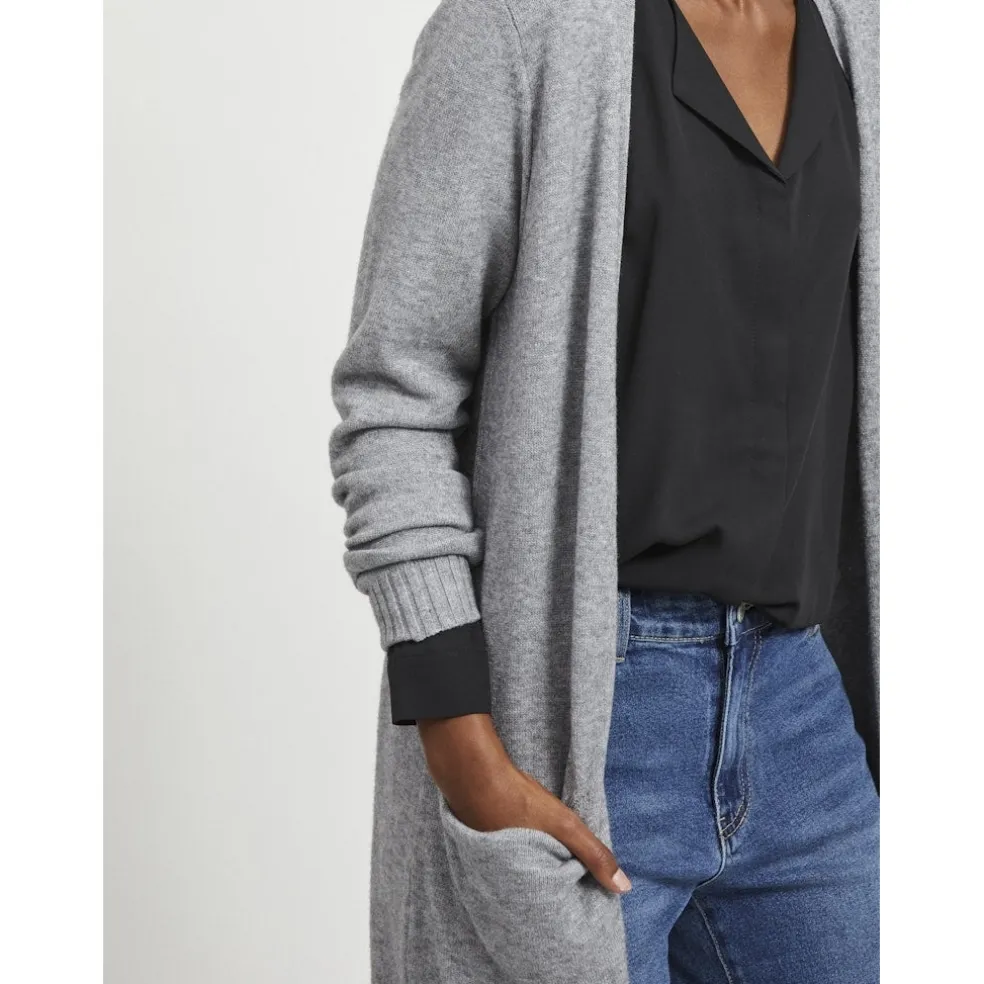 VILA dame cardigan VIRIL - Medium grey melange