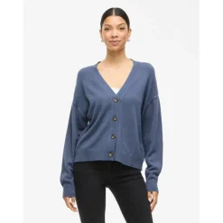 VILA DAME CARDIGAN VIRIL - Vintage Indigo Dark Melange