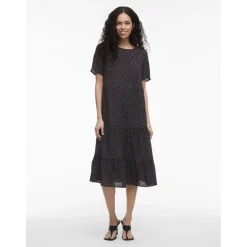 VILA dame kjole VIABIA - Black SMALL FLOWERS