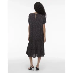 VILA dame kjole VIABIA - Black SMALL FLOWERS