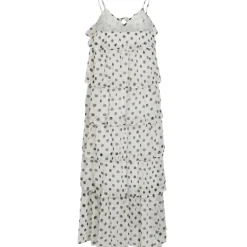 VILA DAME KJOLE VIHARLEY - Cloud Dancer BLACK DOTS
