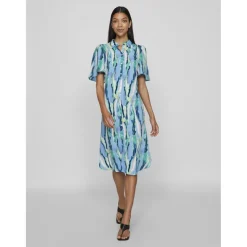 VILA dame kjole VIJONA - Cloud Dancer BLURRY GRAPHIC