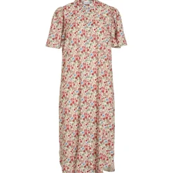 VILA dame kjole VIJONA - Cloud Dancer RED FLOWERS