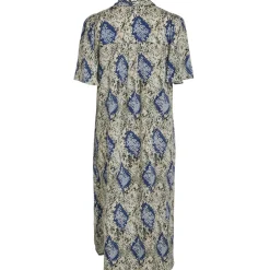 VILA dame kjole VIJONA - Cloud Dancer SNAKE BLUE PRINT