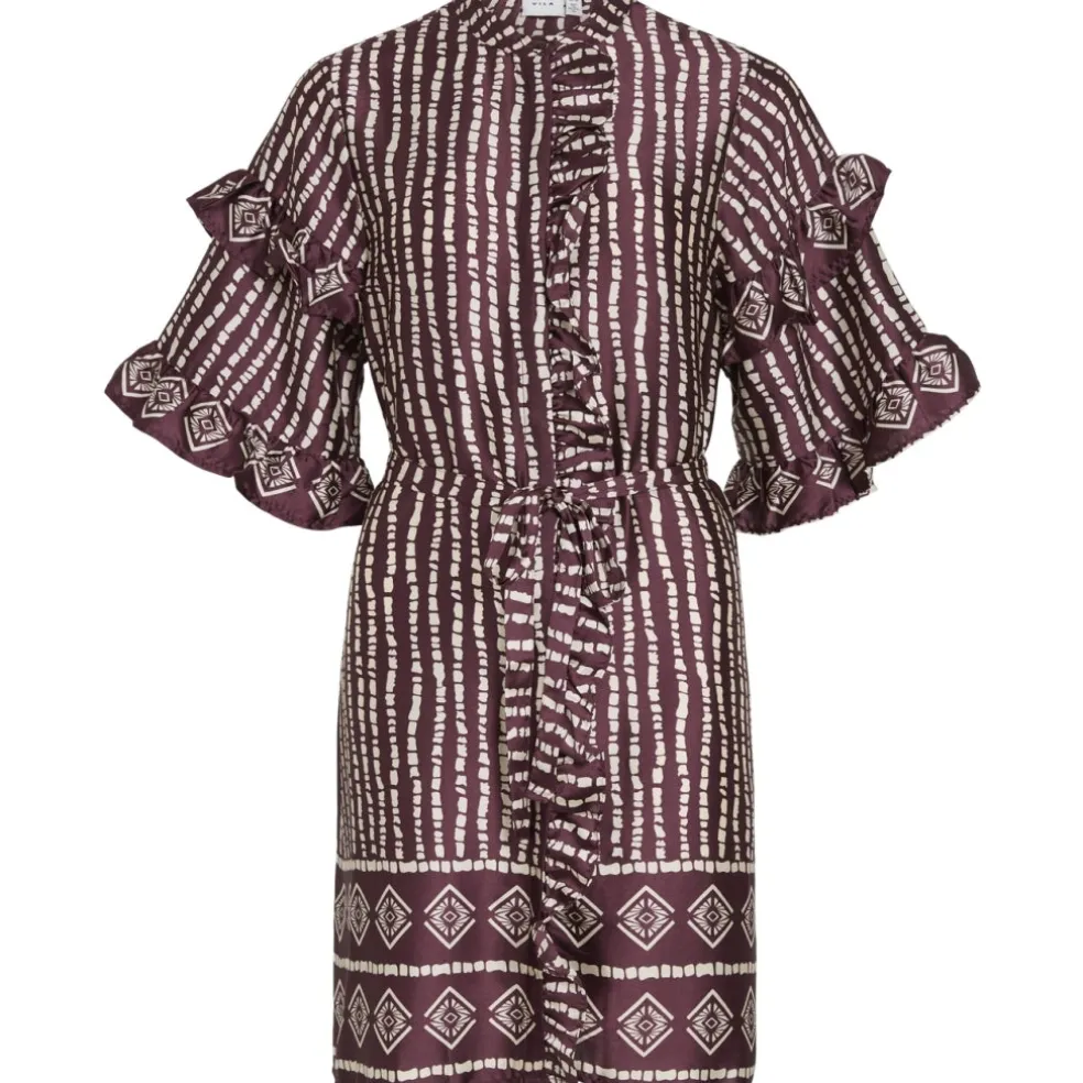 VILA dame kjole VIKAVAS - Fig Birch