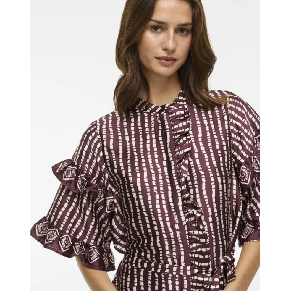 VILA dame kjole VIKAVAS - Fig Birch