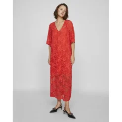 VILA dame kjole VILORNA - Poppy Red