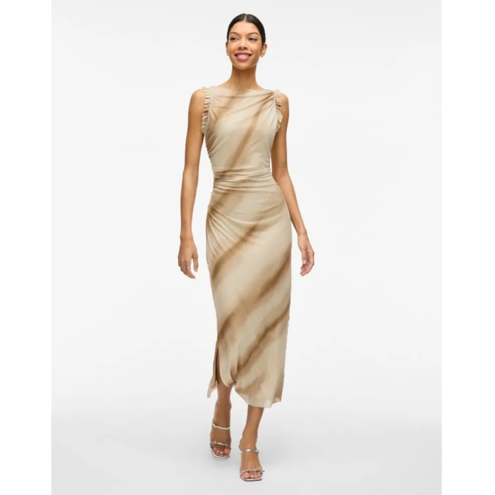 VILA dame kjole VIRIKKE - Birch BROWN