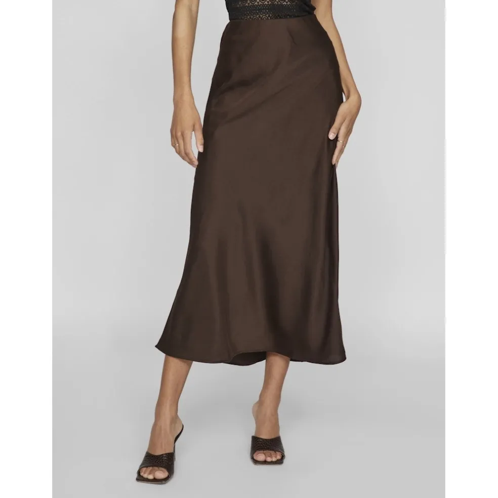 VILA dame nederdel VIELLETTE - Coffee Bean