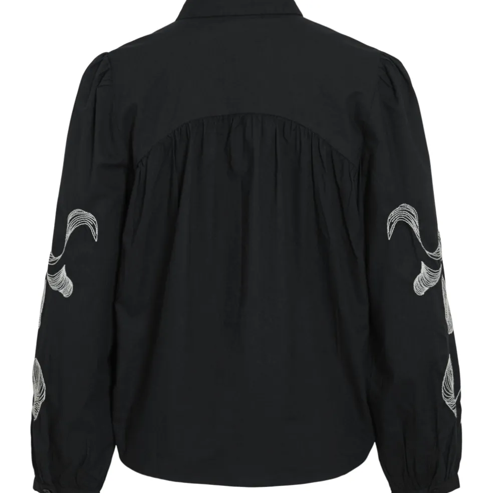 VILA dame skjorte VIVESTA - Black Beauty Detail Snow white