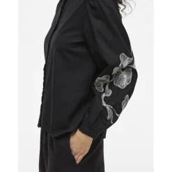 VILA dame skjorte VIVESTA - Black Beauty Detail Snow white