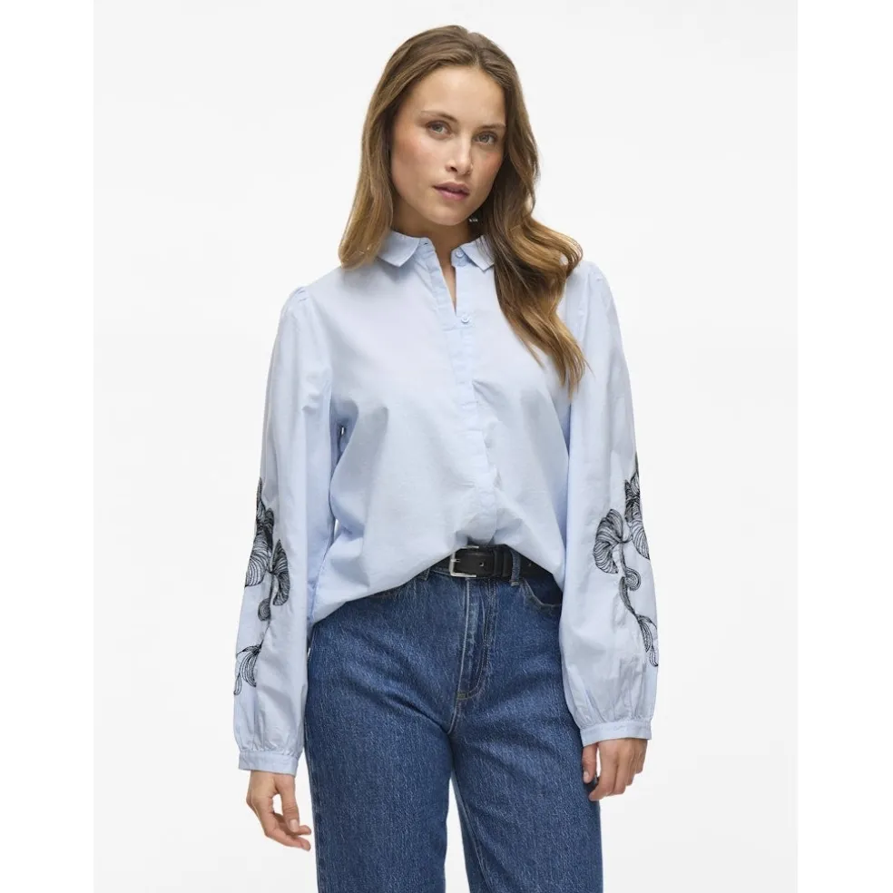 VILA dame skjorte VIVESTA - Kentucky Blue Detail Black beauty