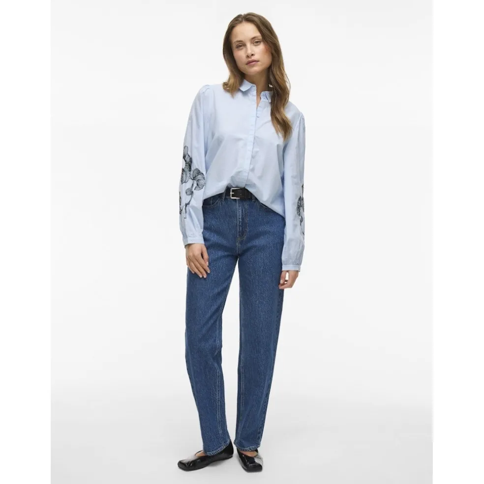 VILA dame skjorte VIVESTA - Kentucky Blue Detail Black beauty