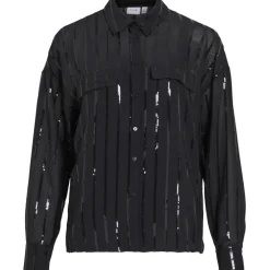 VILA Dame Skjorte VIVilovana - Black Beauty BLACK SEQUINS