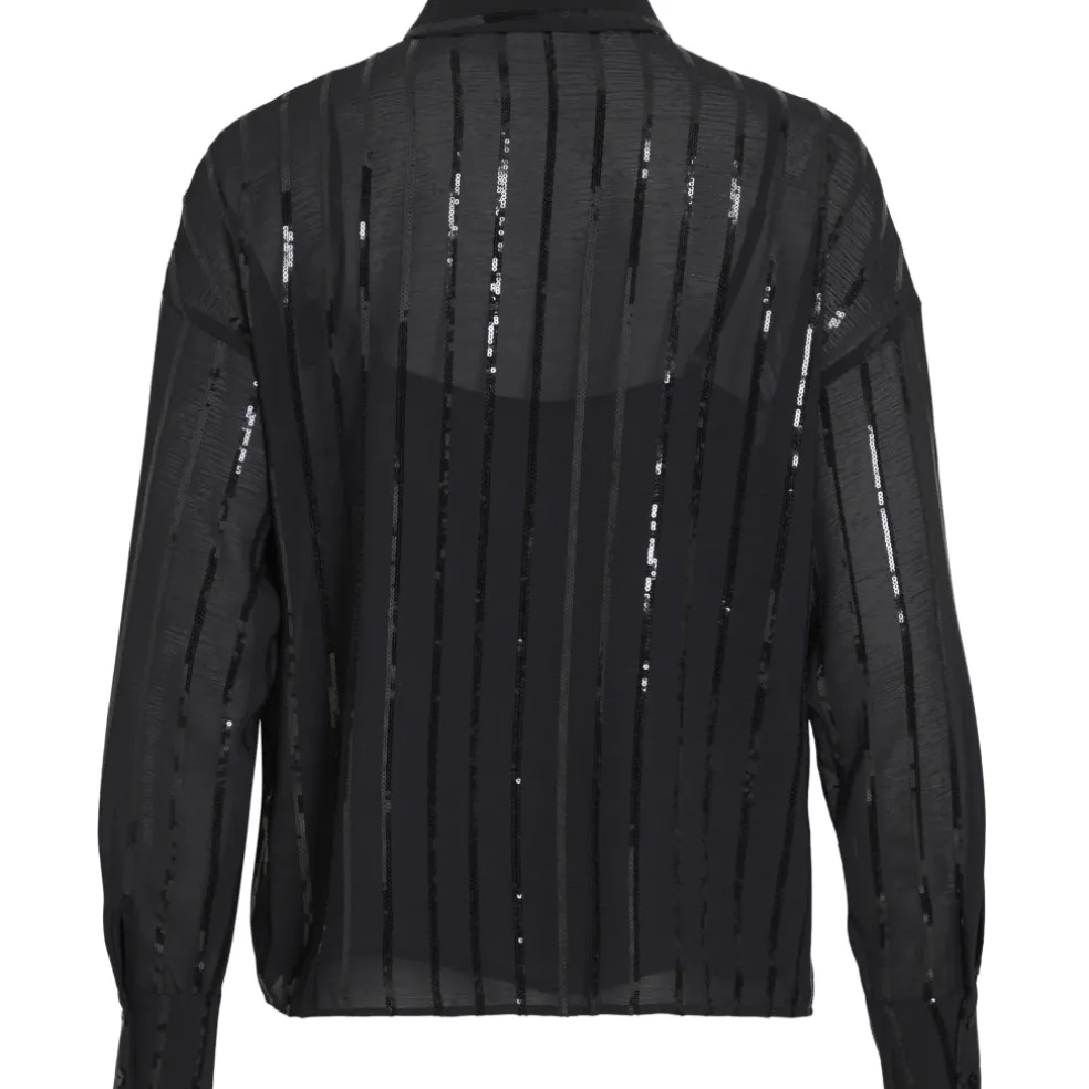 VILA Dame Skjorte VIVilovana - Black Beauty BLACK SEQUINS