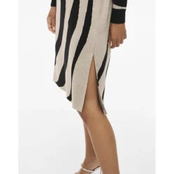 VILA dame strik kjole VITIF - Natural Melange Detail:BLACK/ANIMAL