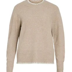 VILA dame strik VIHEFNA - Natural Melange WHITE ALYSSUM