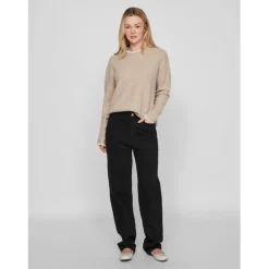 VILA dame strik VIHEFNA - Natural Melange WHITE ALYSSUM