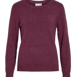 VILA dame strik VIRIL - Fig Dark Melange