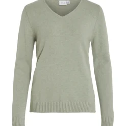 VILA dame strik VIRIL - Oil Green MELANGE