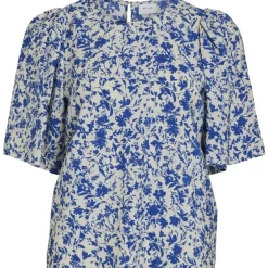 VILA dame top VIALLY - Mazarine Blue AOP