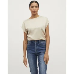 VILA dame top VIELLETTE - Cement