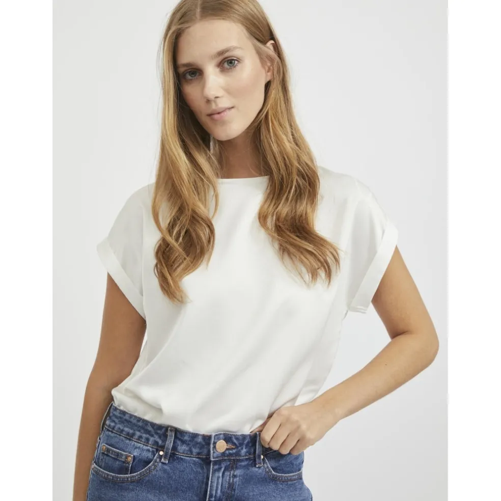 VILA dame top VIELLETTE - Snow white