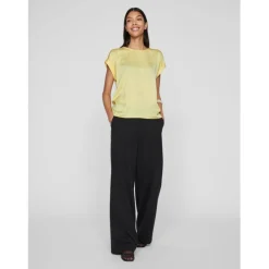 VILA dame top VIELLETTE - pale banana