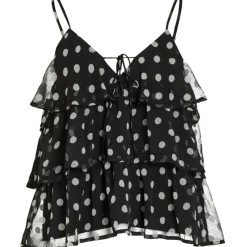 VILA DAME TOP VIHARLEY - Black White Dots