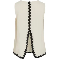 VILA DAME TOP VIMANDA - Birch Black Beauty