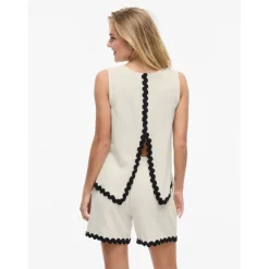 VILA DAME TOP VIMANDA - Birch Black Beauty