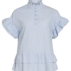 VILA dame top VISOMMER - Kentucky Blue Snow white