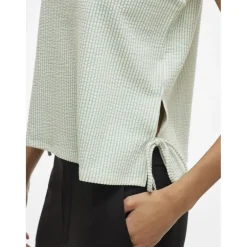 VILA dame top VISTRIPLO - Silt Green Stripes BIRCH